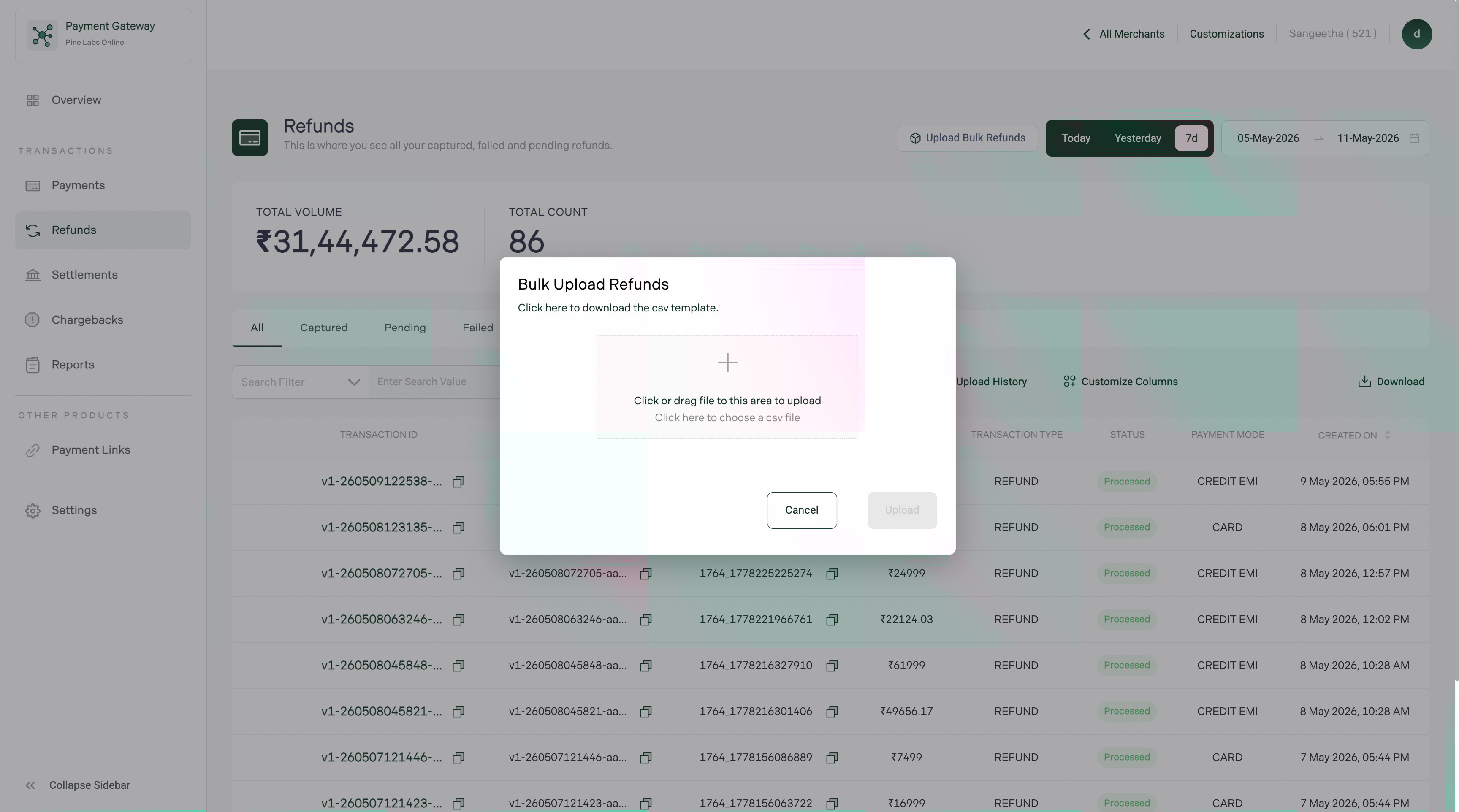 Bulk Refund